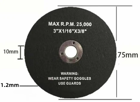 dimension of 3inch cutoff wheel
